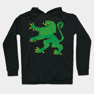 Heraldic Rampant Lion (Green) Hoodie